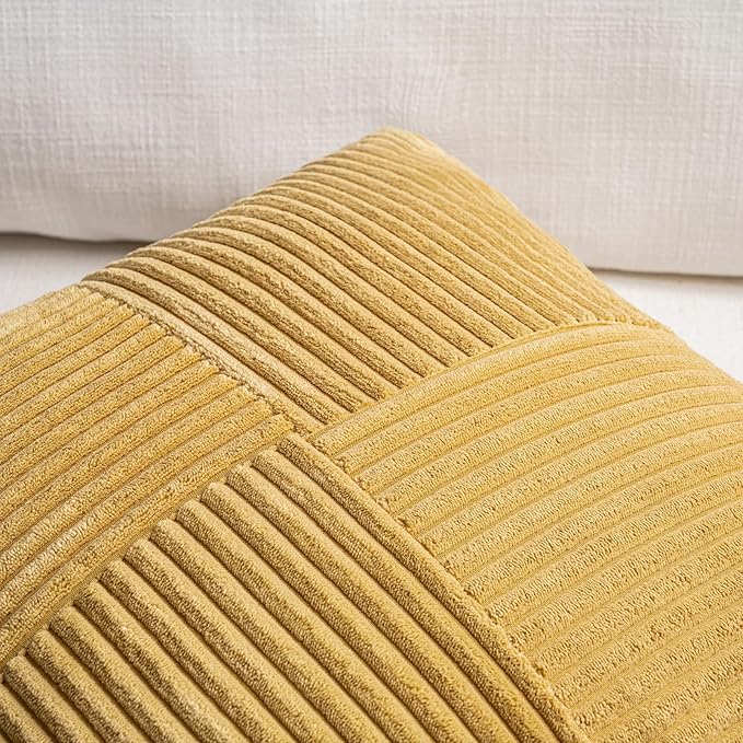 Fancy Homi 2 Packs Mustard Yellow Long Lumbar Decorative Throw Pillow Covers - Image 3
