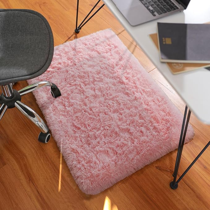 Ophanie Small Rug Washable Non Slip Throw Bedside Area Rugs, Fluffy Soft Pink - Image 6