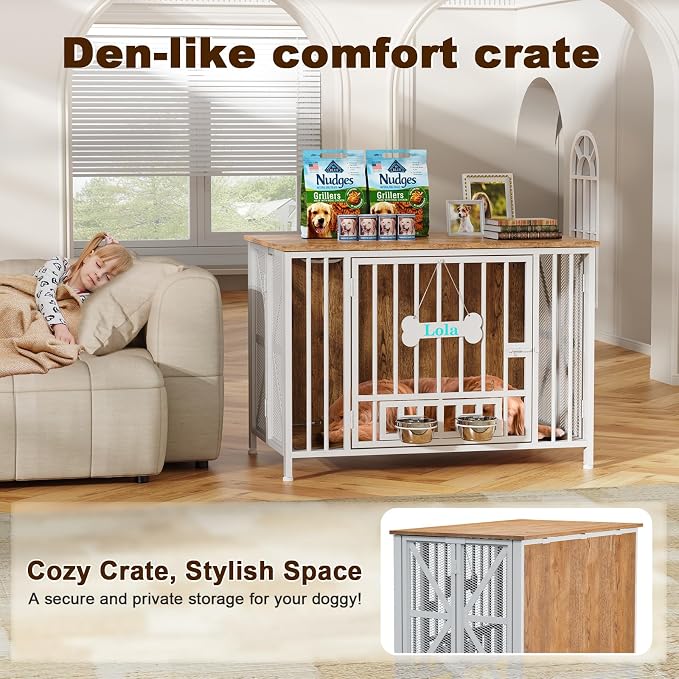 Easycom Foldable Large Dog Crate Furniture, 41.3" Assembly-Free Dog Crates - Image 3