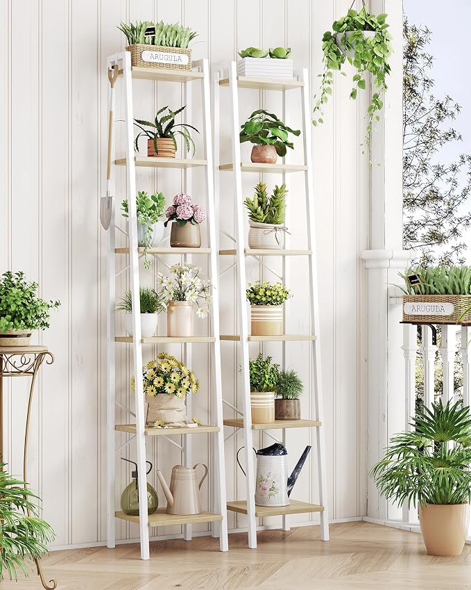 Hzuaneri Ladder Shelf, Bookshelf Bookcase, Freestanding Corner Storage Shelve - Image 7