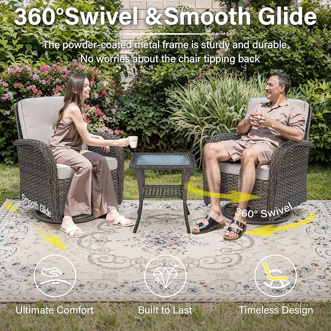Belord 5 Piece Swivel Rocker Glider Outdoor Chairs Set of 2 - Image 3