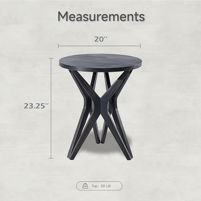 Pedestal Farmhouse End Table Set of 2, Distressed Top - Image 3