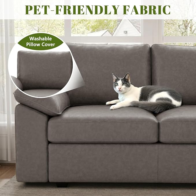 85 Inch Faux Leather Modular Sectional Sofa - Image 8