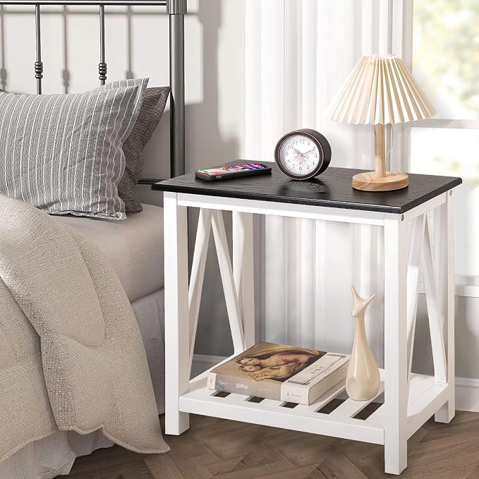 Farmhouse End Side Table Wood Frame Narrow Side Table - Image 4