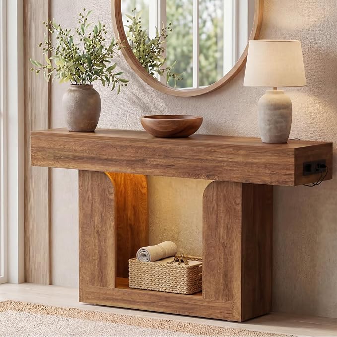 Homieasy Console Table, Farmhouse Wooden Sofa Table Behind Couch, Narrow by Homieasy