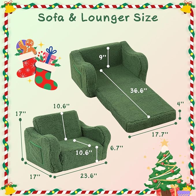 MOMCAYWEX Kids Sofa, 2-in-1 Flip-Out Foam Couch - Image 3