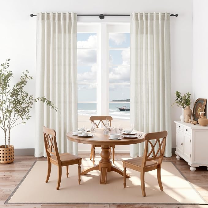 Nanspring Mousse White Linen Curtains 63 Inch Length - Image 8