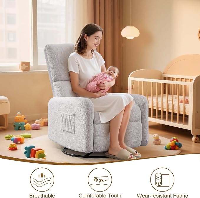Korser 360° Rocking Chair, Nursery Rocker Chair - Image 5