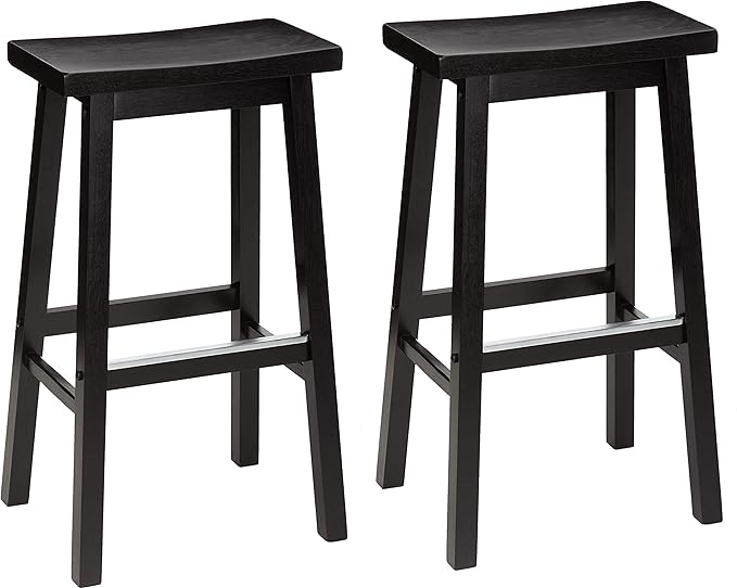 Amazon Basics Solid Wood Saddle-Seat Counter Height Bar Stools by AmazonBasics