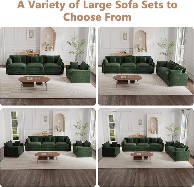 mikibama Luxury Oversized 3 Piece Sofa Set, 2 Pieces of 2 Seater and 1 Piece of - Image 6