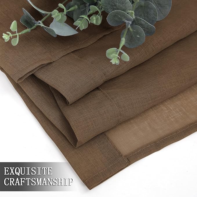 Tollpiz Short Sheer Curtain Living Room Linen Textured Curtains Sheer Light - Image 7