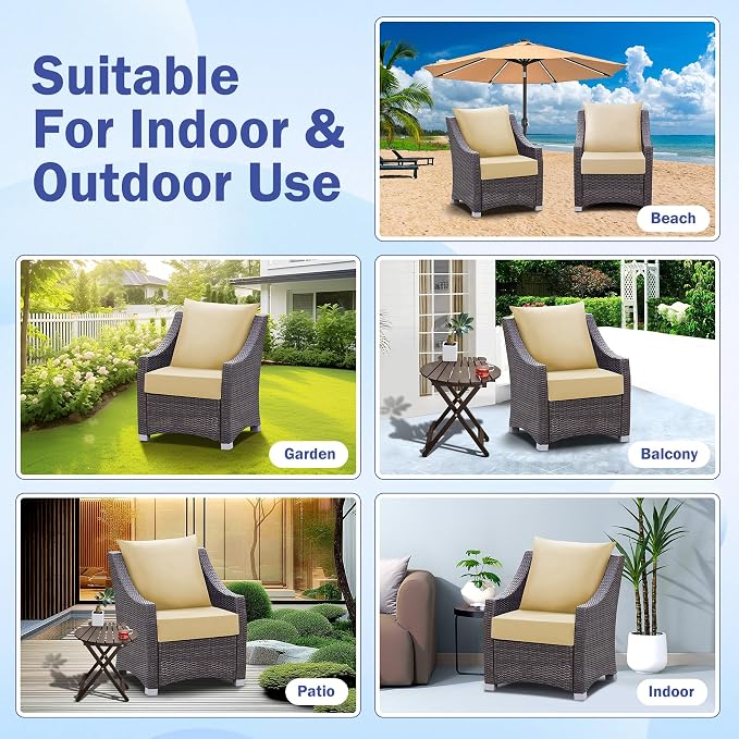 IASEAHK Outdoor Seat Cushion Set, Waterproof & Fade Resistant Patio Chair - Image 7