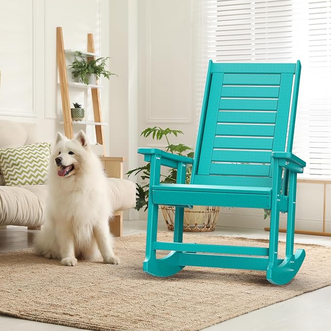 GREENVINES Outdoor Rocking Chairs | Set of 4 | Porch Rocker | HDPE Plastic | - Image 5