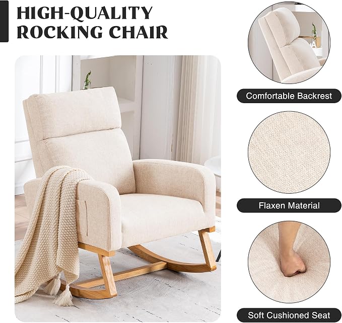 HCHAIRH Rocking Chair Nursery, Nursing Rocker Chairs - Image 4