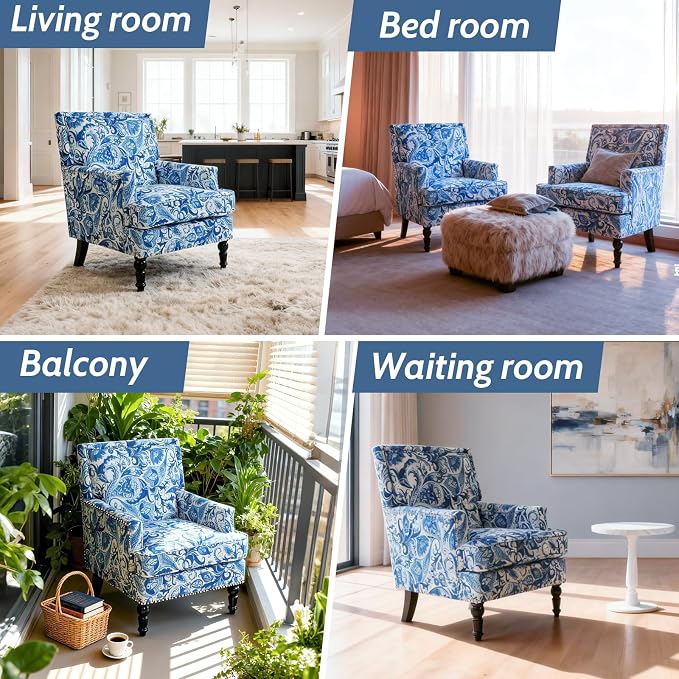 Mid Century Modern Accent Chair, Upholstered Comfortable Living Room - Image 7