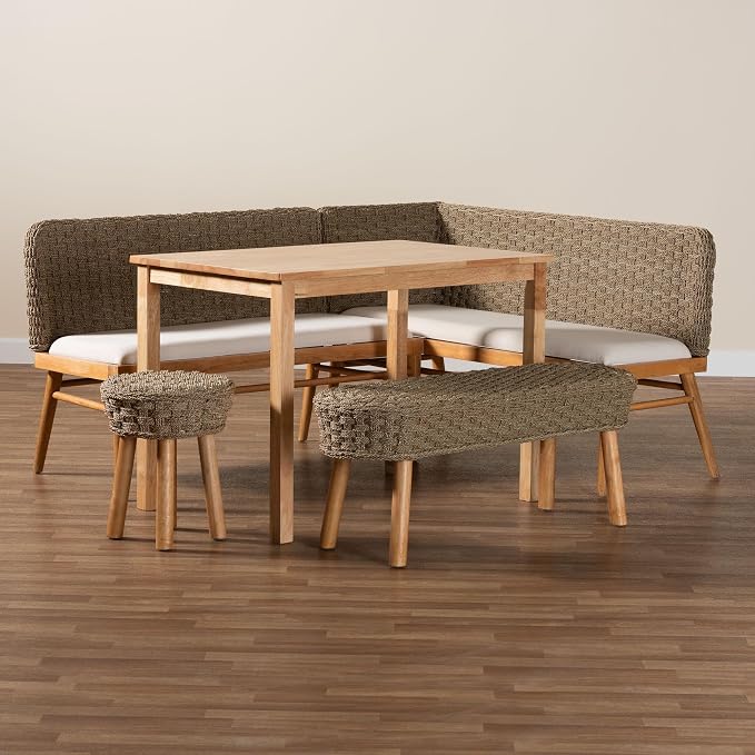 bali & pari Denver Modern Bohemian Natural Seagrass and Acacia Wood 5-Piece - Image 12