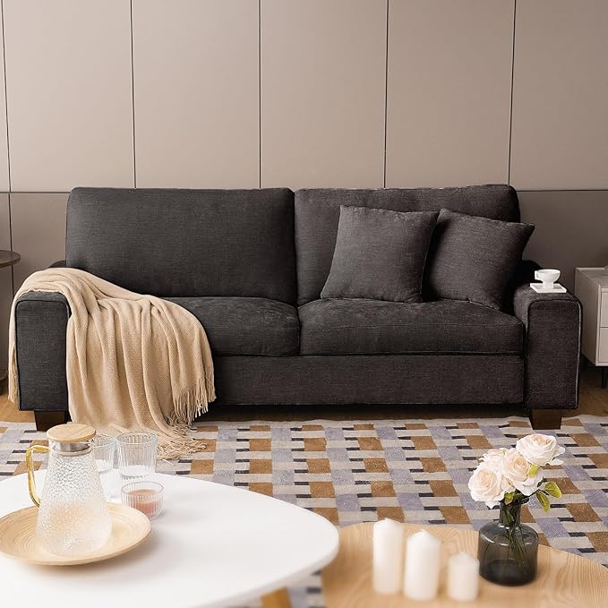 DOPEDIO Modern Loveseat Sofa for Living Room, Chenille Recliner, Removable Cover by DOPEDIO