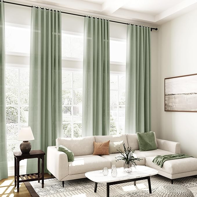Desert Sage Linen Curtains 90 Inch Long 2 Panels Set - Image 7