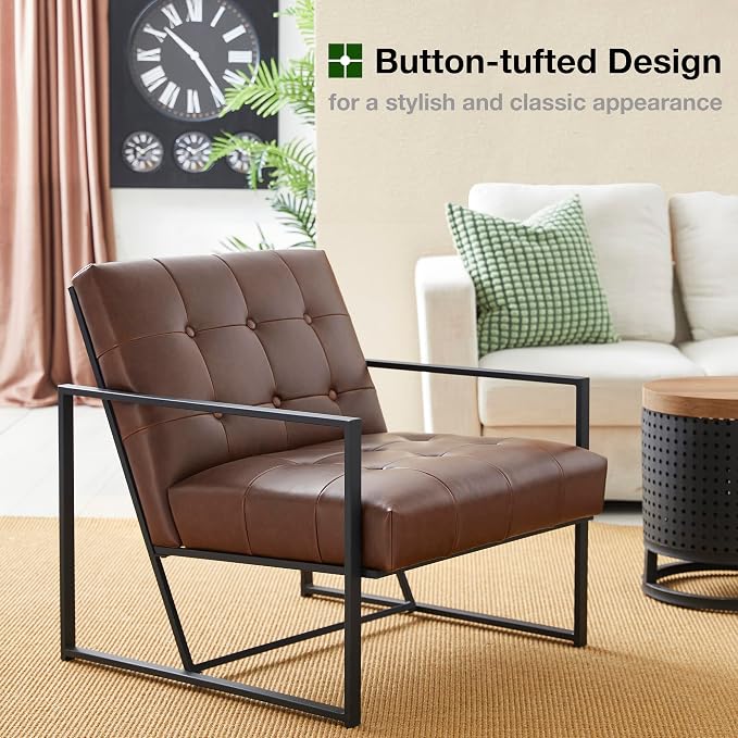 Glitzhome Mid Century Modern Accent Chair, Modern Living Room Chairs - Image 5