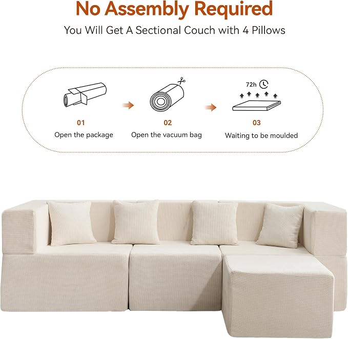 MONVANE 103'' Modular Sectional Sofa, Cloud Sectional Couch - Image 8