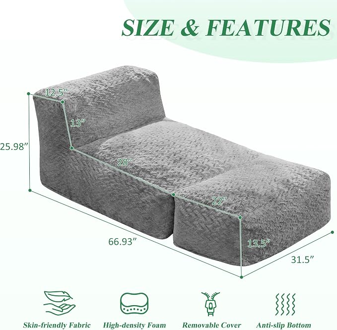 Hobestluk Bean Bag Chair Big Bean Bag Lounger - Image 2