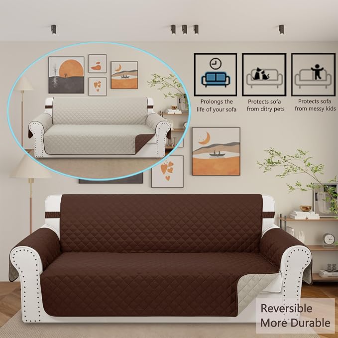 Reversible 4 Seater Sofa Cover 91 Inch Large Couch Cover Furniture Protector - Image 2