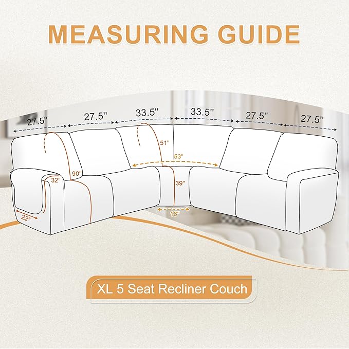 HDCAXKJ 100% Waterproof Reclining Sectional Couch Covers L Shape Recliner Sofa - Image 2