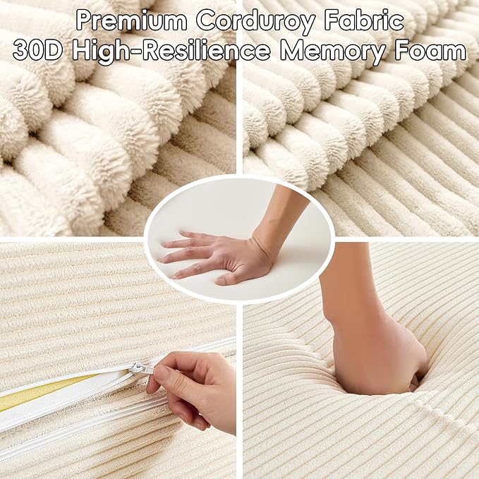 5-in-1 Convertible Sofa Bed, Corduroy Futon Couch Sleeper - Image 6
