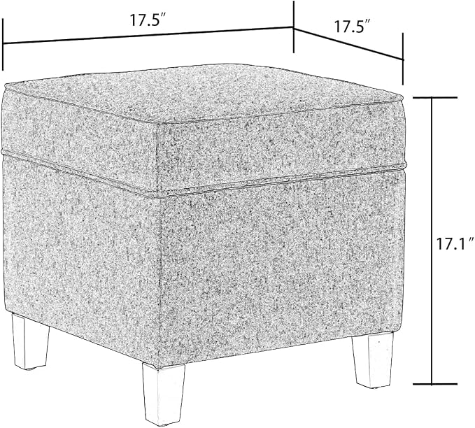 Adeco 17 Inch Square Linen Storage Ottoman - Image 3