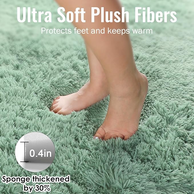 PAGISOFE Sage Green Rugs for Bedroom, 4x6 Ft Rectangle Fluffy Rug Plush Fuzzy - Image 7