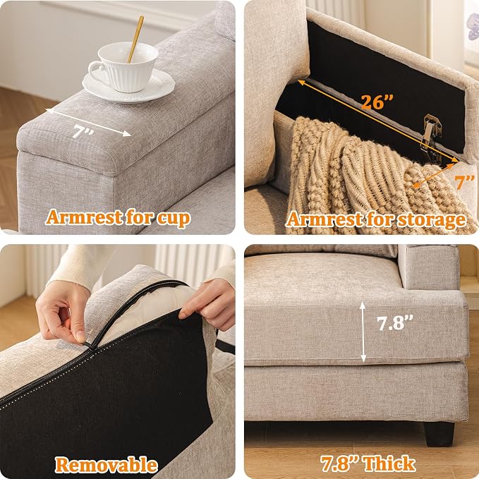 Oversized Accent Chair with Armrest Organizer, Comfy Living Room Chairs with - Image 4