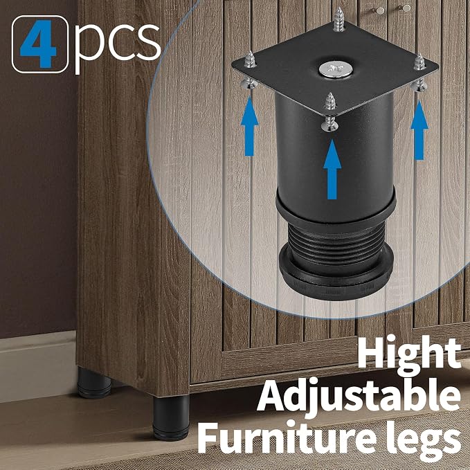 3 Inch Metal Furniture Legs Stainless Steel Adjustable Legs Black Metal Legs - Image 5