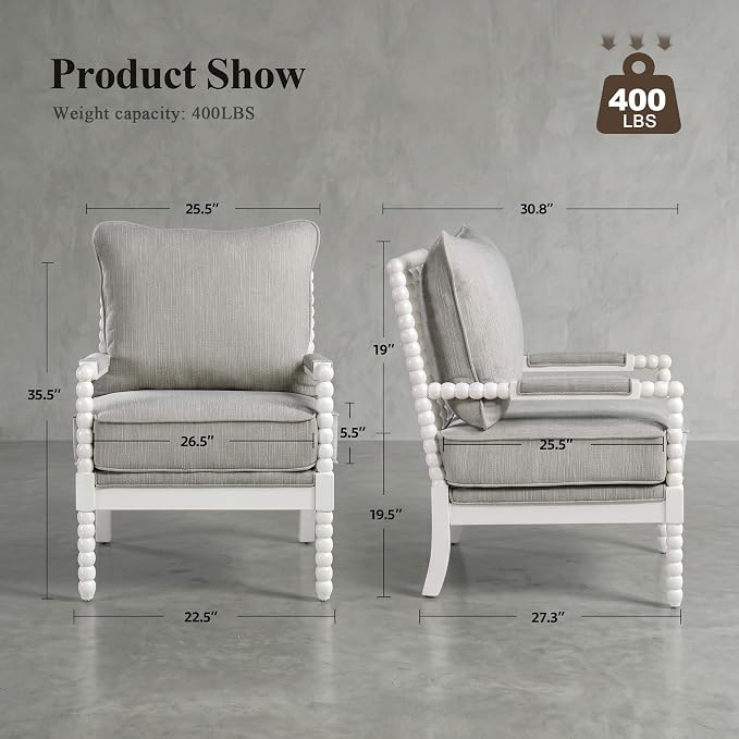 DUHOME Linen Fabric Spindle Accent Chair - Image 2
