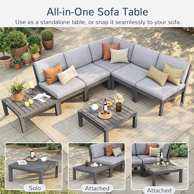 Stoog Patio Furniture Set, 6-Piece All-Weather Outdoor Sectional Sofa Set - Image 7
