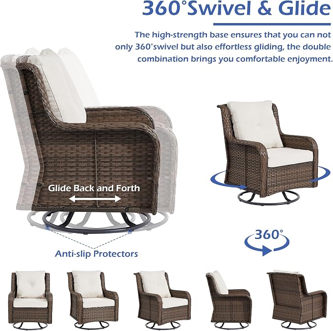Wumiokio Patio Furniture Sets, 3 Pieces Wicker Outdoor Furniture - Image 4
