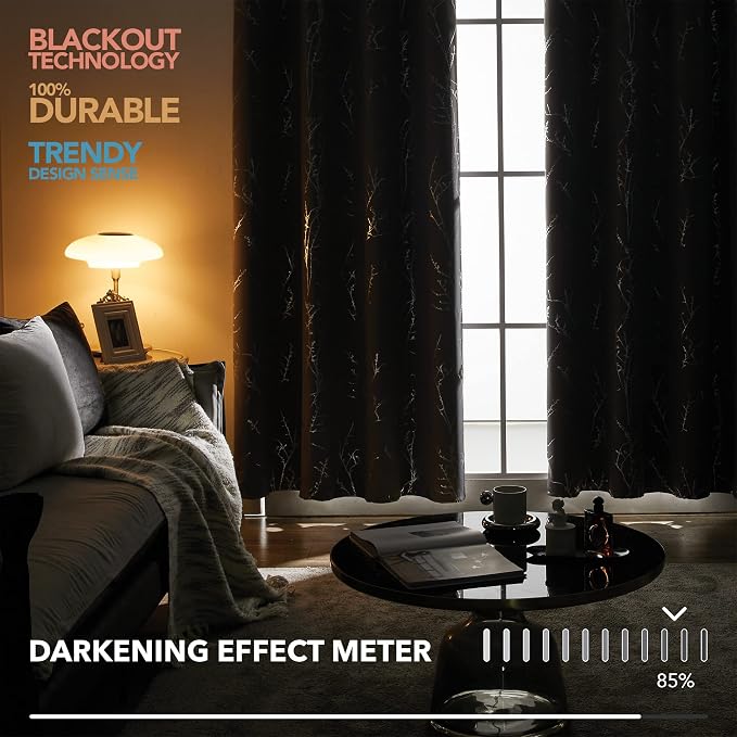 Deconovo Grey Blackout Curtains, Thermal Insulated Soundproof Drapes, 52 x 84 - Image 5