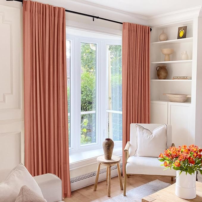 132 inch Linen Terracotta Curtains 2 Panels - Image 7
