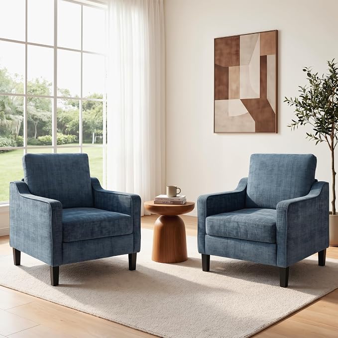 TLSUNNY Mid-Century Accent Chair, Modern Upholstered Chenille Armchair & Padded - Image 9