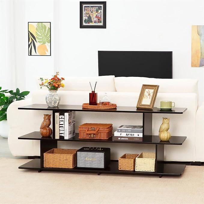 Bamboo TV Stand for TVs up to 65", 3 Tier Accent Entertainment Center - Image 5