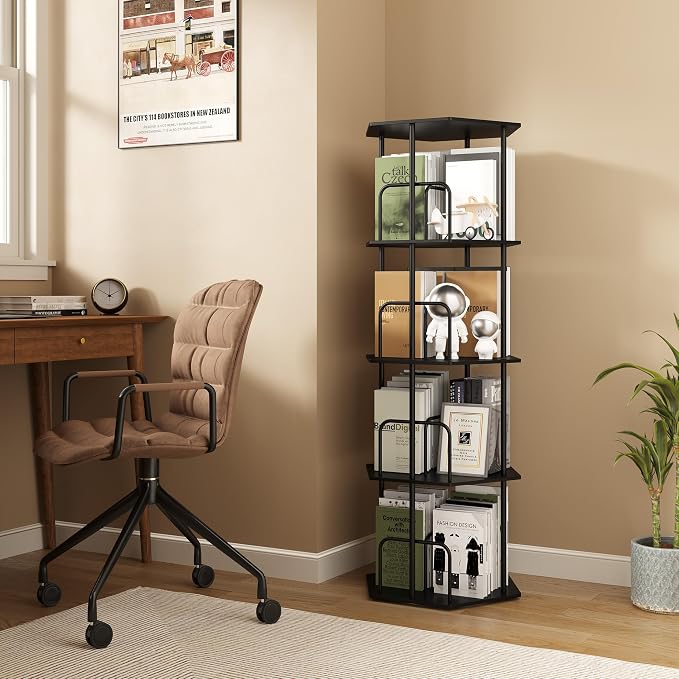 SUNMORY 4 Tier Rotating Bookshelf Tower, Revolving 360 ° Spinning Bookcase - Image 6