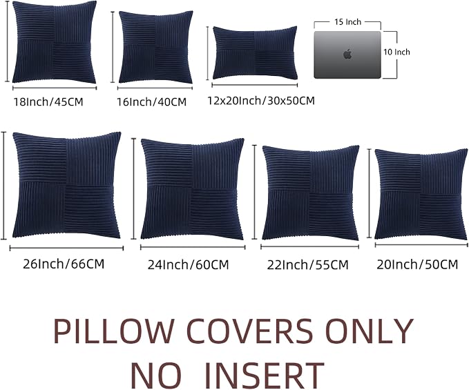 Fancy Homi 2 Packs Navy Blue Decorative Throw Pillow Covers 22x22 Inch - Image 8