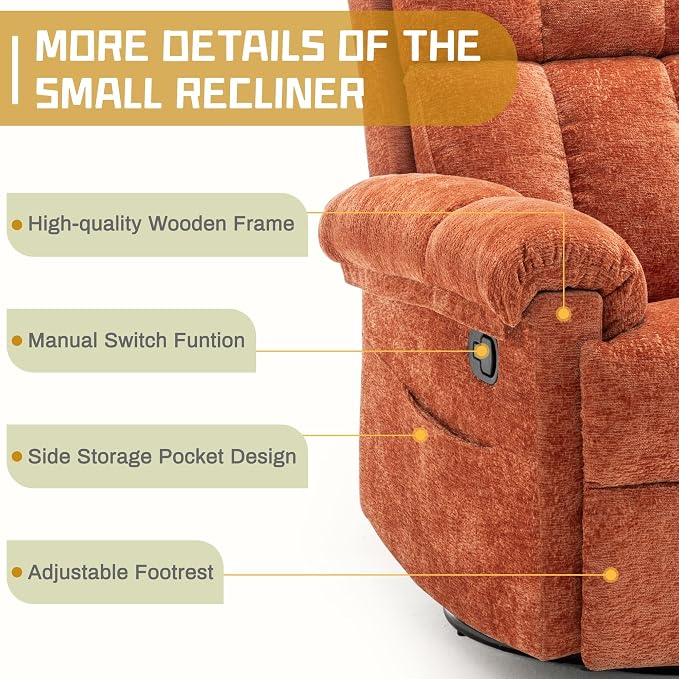 Korser Recliner Chair, Swivel Rocker Recliner Chair - Image 6