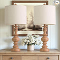 BOBOMOMO 24" Farmhouse Table Lamps Set of 2 – Rustic Light Brown Resin Bedside by BOBOMOMO