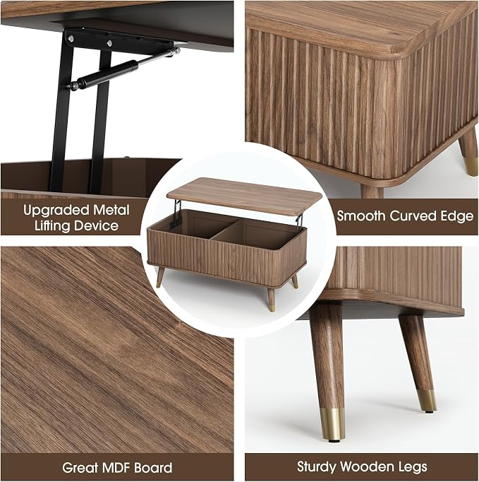 SULIVES Lift Top Coffee Table - Image 4