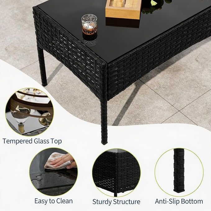 4-Piece Outdoor Furniture Set, PE Rattan Wicker Chairs - Image 3