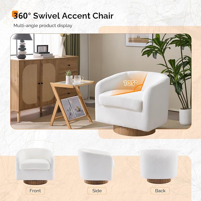 VINGLI 360°Swivel Accent Chair - Image 5