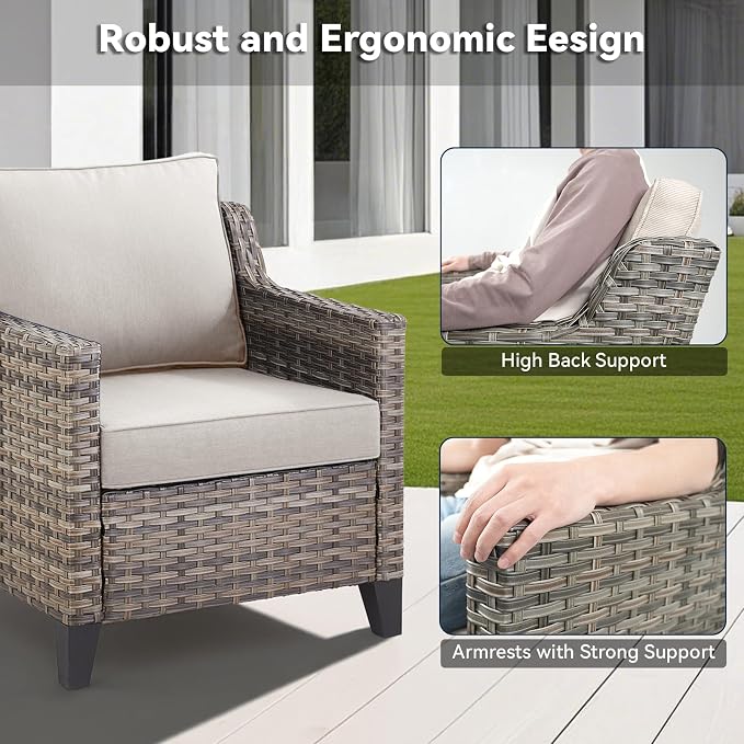 3 Pieces Patio Furniture Sets-Outdoor PE Rattan Wicker Chairs - Image 8