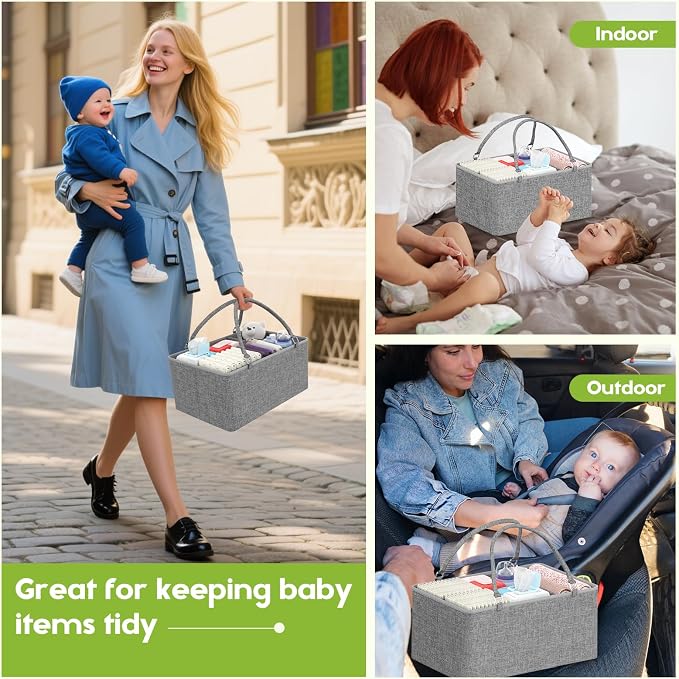 Cidaziya 2In1 Baby Diaper Caddy Organizer and Storage, 3 Tier Rolling Cart - Image 6