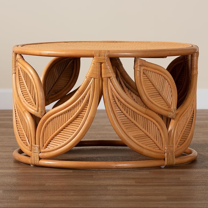 Bali & pari Raflesia Modern Bohemian Natural Rattan Coffee Table - Image 7