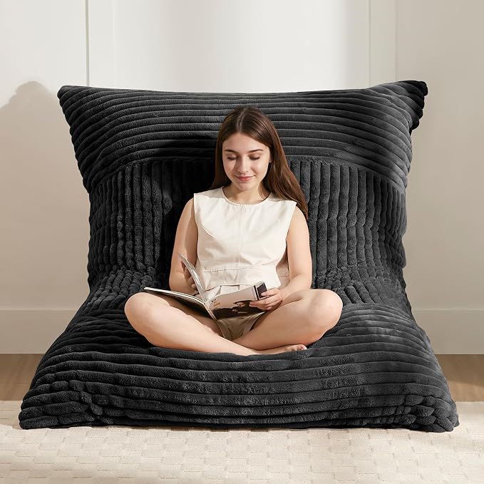 3-in-1 Giant Bean Bag Chair for Adults & Kid, Convertible Floor Sofa to Mattress by Gericco